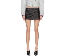Black Creased Leather Miniskirt