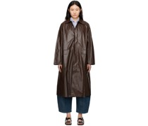 Brown Spread Collar Trench Coat