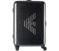 Gray Embossed Eagle Large Suitcase