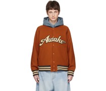Orange Embroidered Bomber Jacket