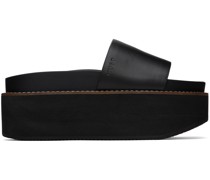 Black Faux-Leather Platform Sandals