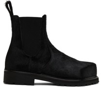 Black Furry Punk Chelsea Boots
