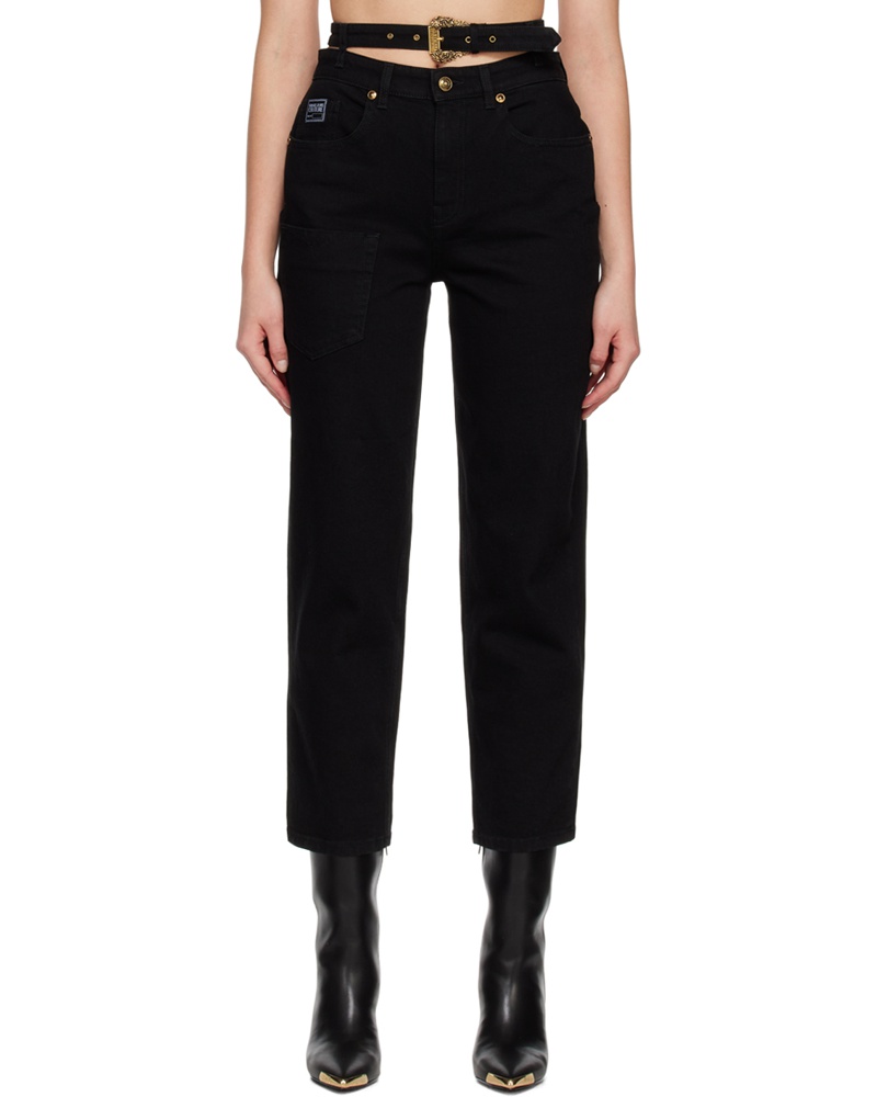 Versace Jeans Damen Black Baroque Buckle Jeans