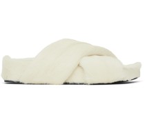 White Cross Strap Slides