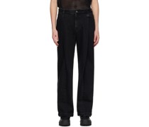 Black One-Tuck Curved Jeans
