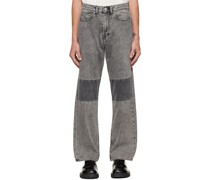 Black & Gray Extended Third Cut Jeans