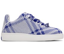 Blue & White Check Knit Box Sneakers