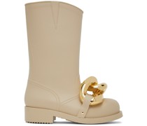 Beige High Chain Rubber Boots