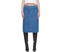 Blue Five-Pocket Denim Midi Skirt
