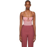 Pink Draped Double Bra Bodysuit