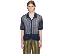 Navy Ladder-Stitch Shirt