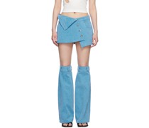 Blue Asymmetric Denim Miniskirt