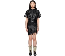 Black Balesi Faux-Leather Minidress