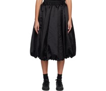 Black Gathered Midi Skirt