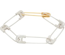 Silver & Gold 'A' Safety Pin Link Bracelet