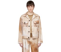 Beige Pattern Denim Jacket