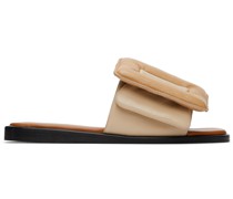 Beige Puffy Flat Sandals