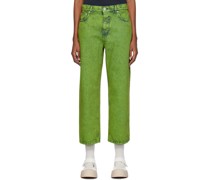 Green Five-Pocket Jeans
