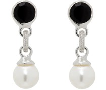 SSENSE Exclusive White Gold Onyx & Pearl Earrings