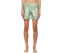 Green Coastal Floral Swim Shorts