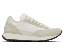 White & Beige Track Classic Sneakers