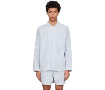 White & Blue Oversized Pyjama Shirt