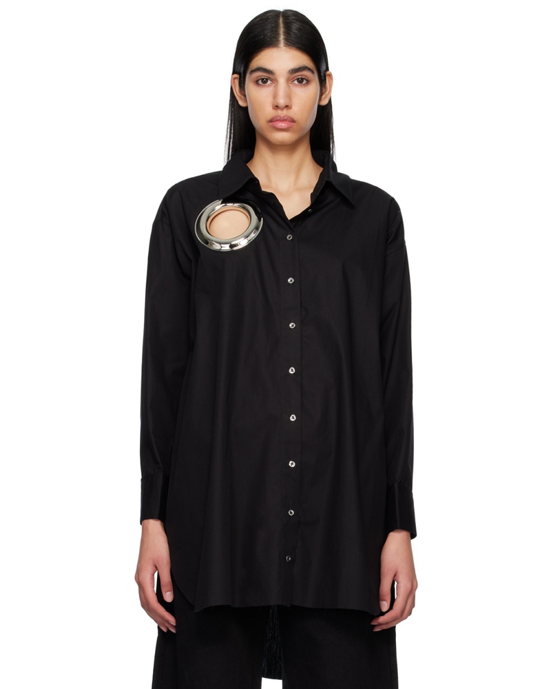 Marques ' Almeida Damen Black XXL Big Eyelet Shirt