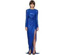 Blue Draped Maxi Dress