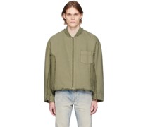Green Vintage Frame Bomber Jacket