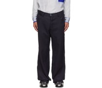 Navy Raw Edge Trousers