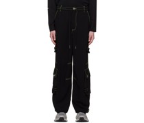 Black Contrast Stitch Cargo Pants