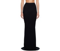 Black Raw Edge Maxi Skirt