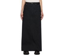 Black Six-Pocket Denim Maxi Skirt