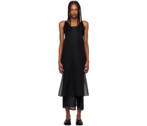 Black Semi-Sheer Midi Dress