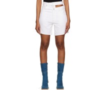 White Broken Waistband Denim Shorts