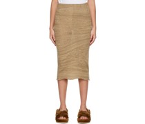 Beige Distorted Midi Skirt