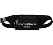 Black Small Rubberized Logo Belt Bag