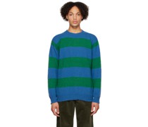Blue & Green Shaggy Bear Chunky Stripes Sweater