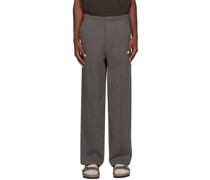 Gray Textured Band Trousers