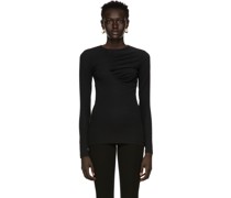 Black Pleated Long Sleeve T-Shirt