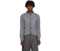 Gray Jacquard Cardigan