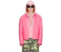Pink Zip Leather Jacket