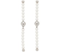 Silver Bead Branch Pearl Earrings