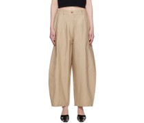 Beige High-Rise Trousers