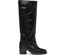 Black Shiny Leather Tall Boots