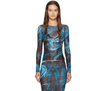 Blue Printed Long Sleeve T-Shirt