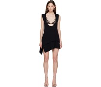 Black Plunging Neck Minidress