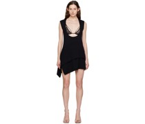 Black Plunging Neck Minidress