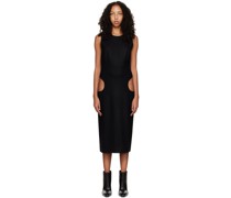 Black Column Hip Cutout Midi Dress