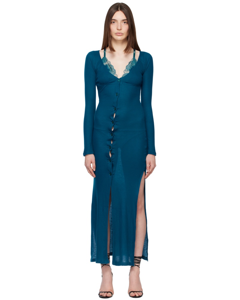 VAILLANT Damen Blue Layered Maxi Dress